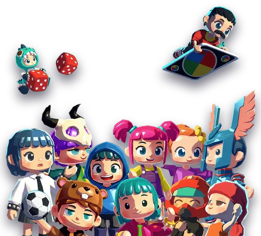 A group of Chilex avatars with dice, a football and a playing card
